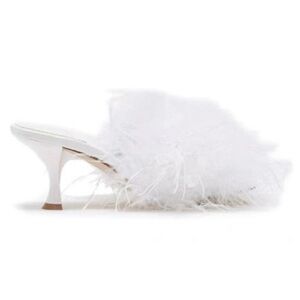 Size 6 white Jeffrey Campbell feather kitten heel